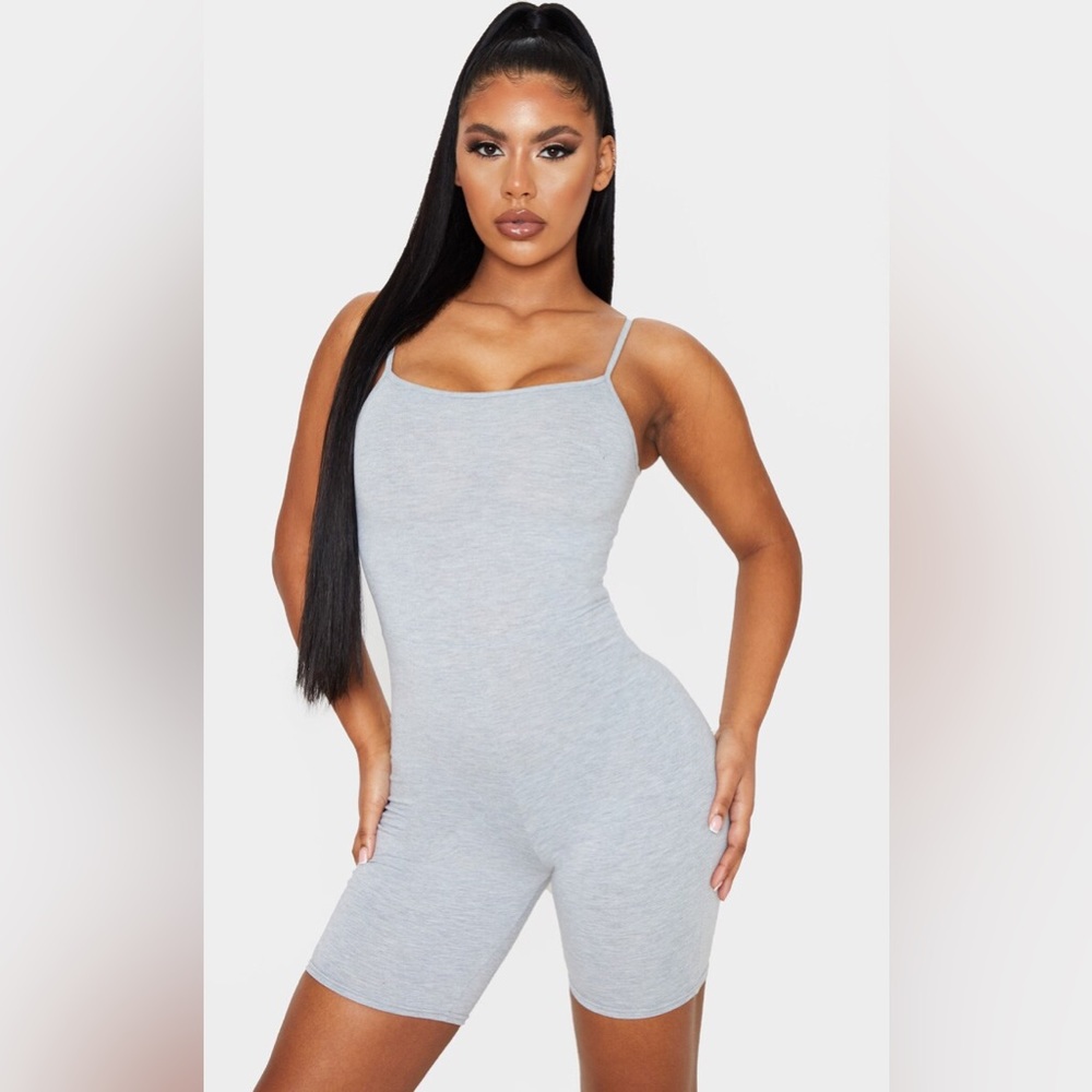PLT Grey Lattice Back Biker Romper XL